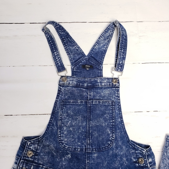 Chiqle Junior's Distressed Acid Wash Denim Overalls Large - Picture 2 of 13